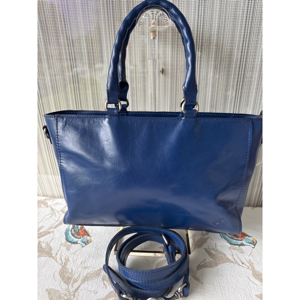 Patricia Nash Blue Leather Tote Crossbody Bag with Adjustable Strap